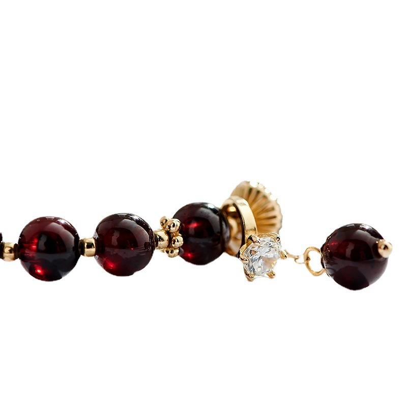 Natural Garnet Bracelet for Women, Unique Design, Gold-plated Crystal Bracelet, Gift for Girlfriend