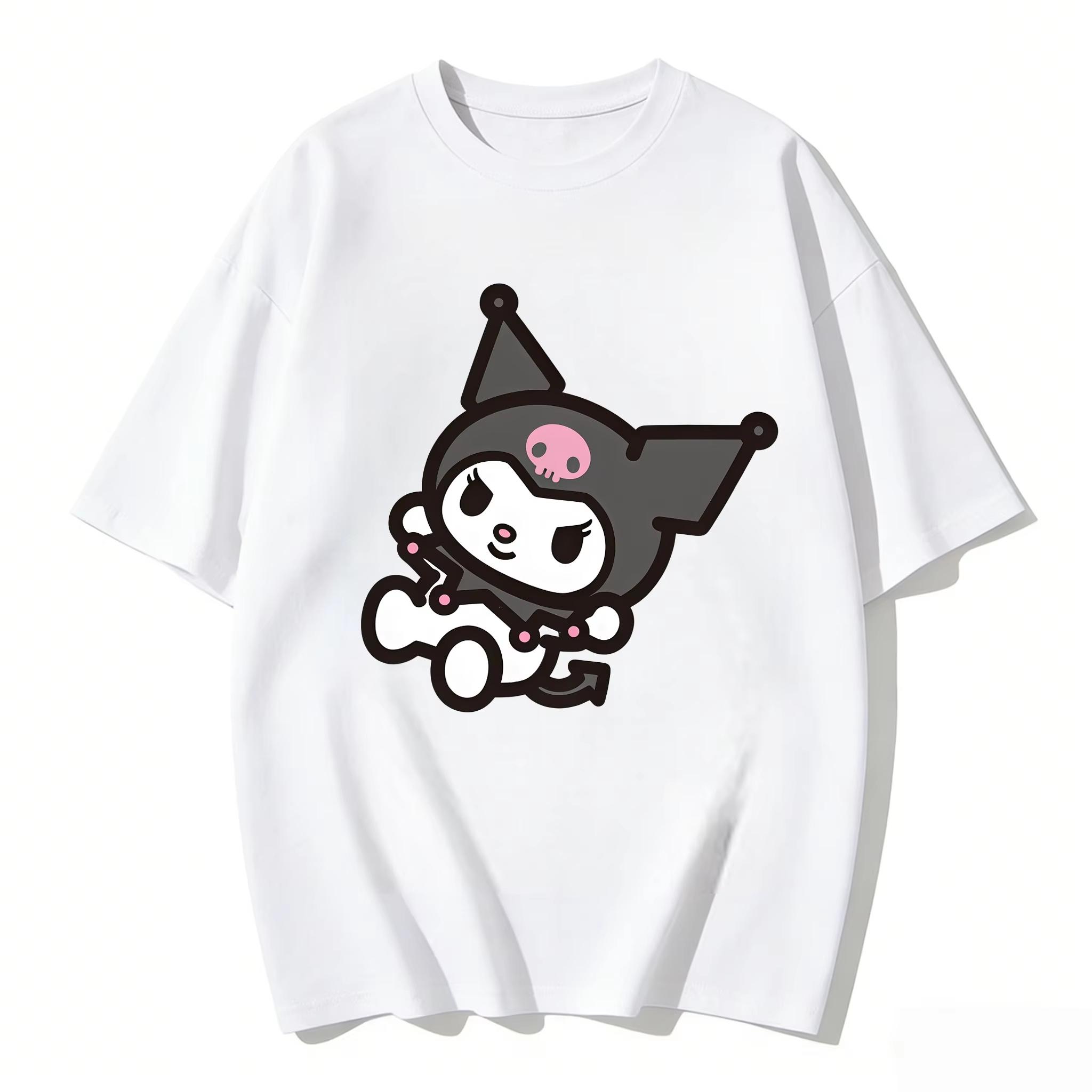 

2026 new Summer Kuromi Cute Graphic Tee Casual Short Sleeve Cotton Top for Women Girls Kawaii Cartoon Print Streetwear S