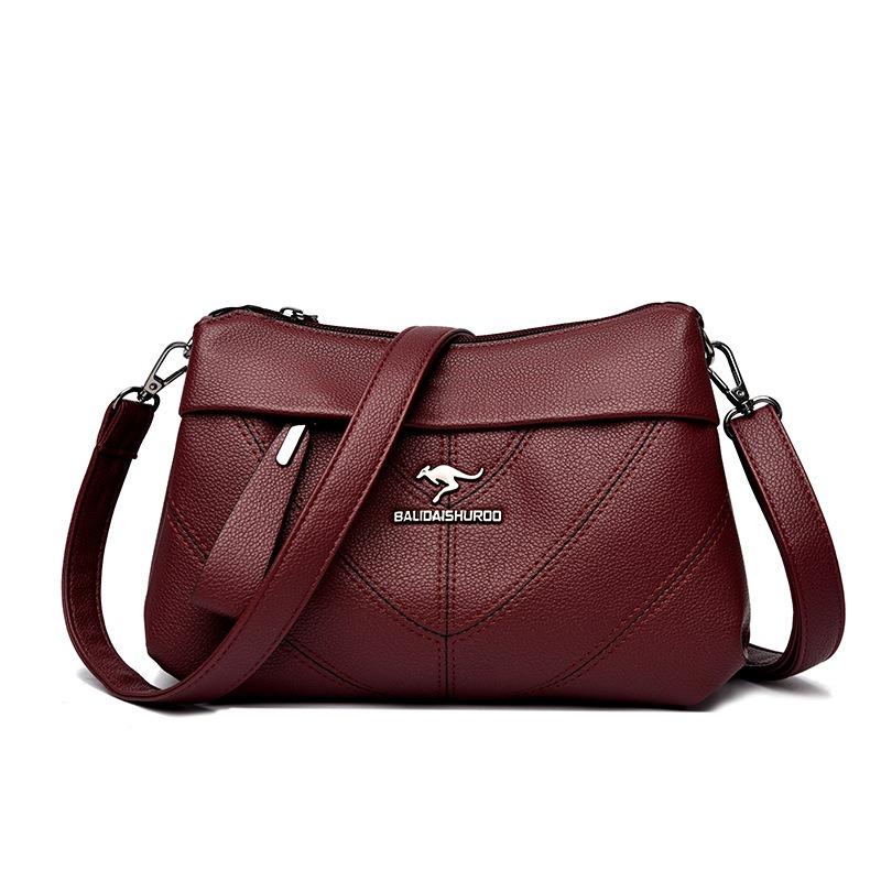Crossbody Bag Middle-aged Woman Small Square Bag Multi-layered Single-shoulder Bag