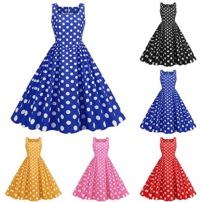 (Qunide) Women's Polka Dot Fashion Halter Slim And Thin Vintage Maxi Dress