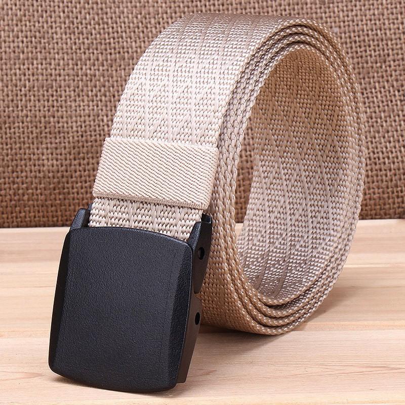

TUSHI Men s Nylon Belt All-match Jeans Authentic Plastic-steel Button-top Security Check Pants 120cm хаки