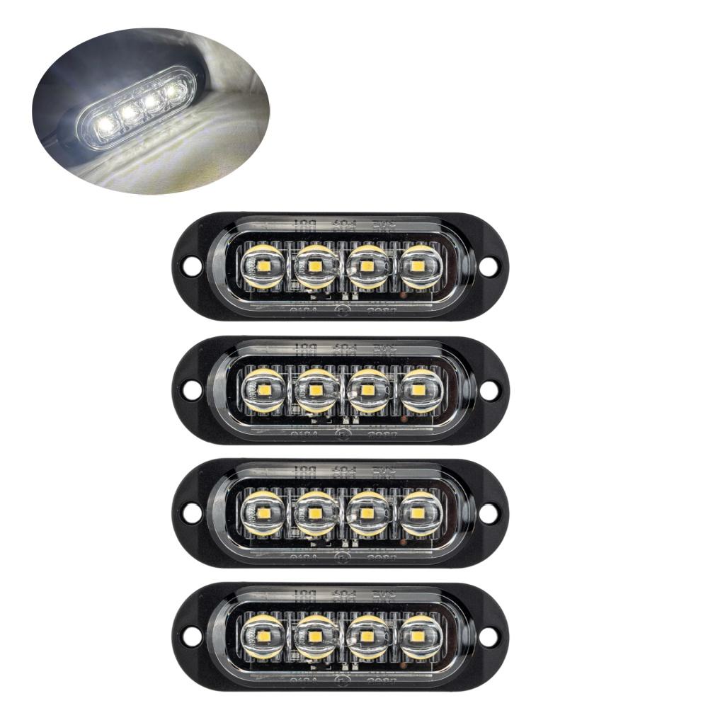 4PCS 12/24 Volt Side Marker Lights LED Smoked Lens Amber 4LED Side Markering Truck Light Boat Trailer Indicator Signal Light