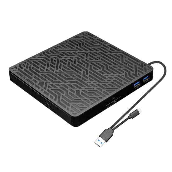 Optical Disc Burner USB 3.0 External DVD Drive 2MB CD-ROM Player Compatible with SD/TF Card DVD Player for PC Windows Laptop Desktop