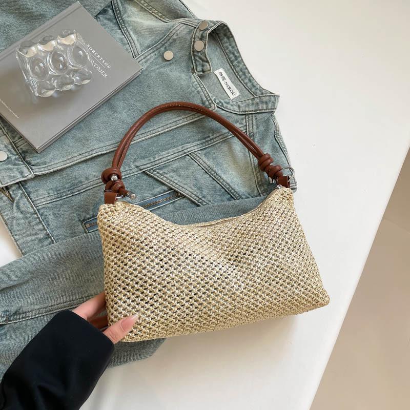 Handwoven bag women's 2025 new trendy fashion retro tote bag straw bag versatile large-capacity shoulder bag
