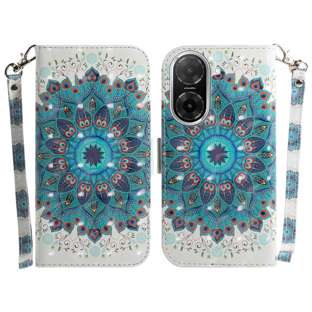 For Xiaomi Redmi A5 4G (171.7mm)/Poco C71 4G Case Pattern Printing Leather Wallet Phone Cover with Wrist Strap