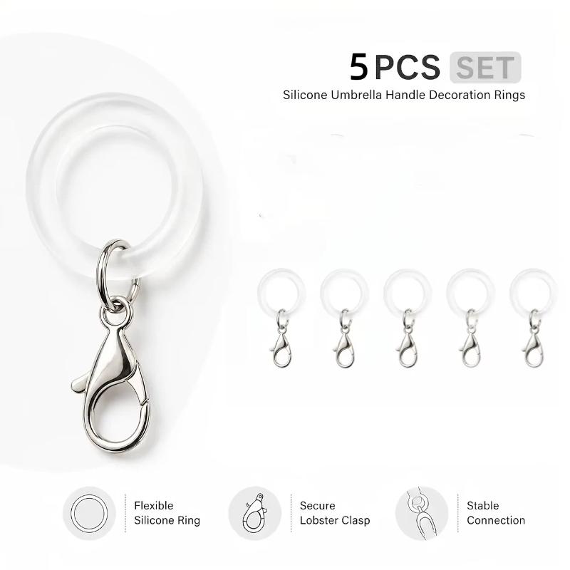 Silicone Umbrella Handle Rings Waterproof Long-Lasting 5/10 Pcs with Lobster Clasp for Daily Office Commuting Use