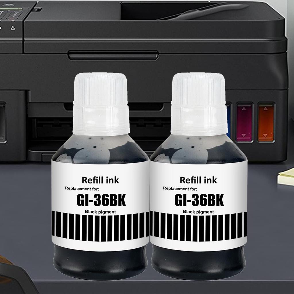 BAALAND Compatible Ink Bottles for Canon Black Compatible and GX5530 GI36, GI-36 BK, GI-36BK (2-Pack), Pigment, 170ML, with GX7030, GX6030, GX5030,