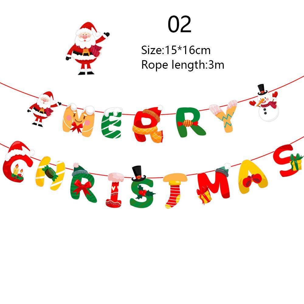 Merry Christmas Bunting Xmas Tree Garland Snowman Christmas Banners Paper Hanging Flags Santa Claus