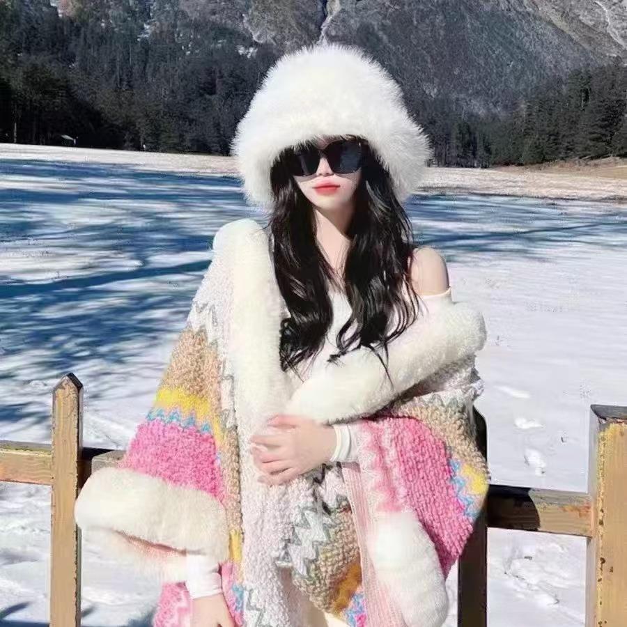 Natural Winter Hats Women   Knit Beanie Hat Balaclava Lady Winter Snow Cap Luxury