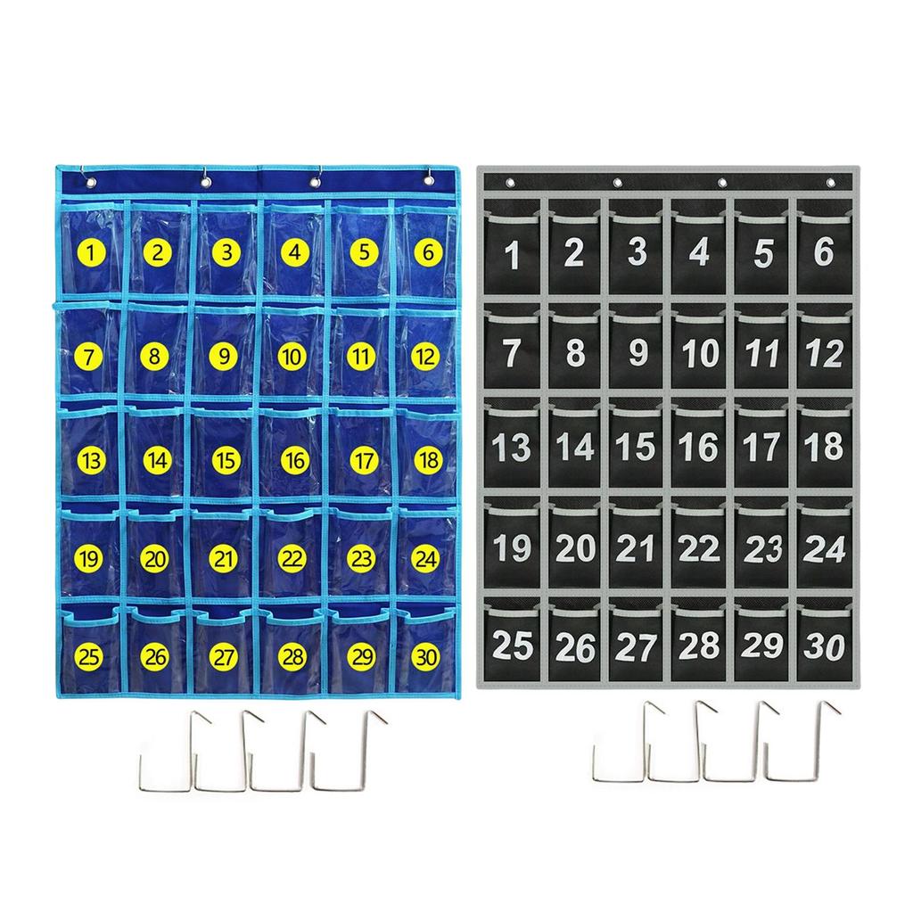 Numbered Chart with 30 or Door Hanging Bag Calculator Holder Organizer
