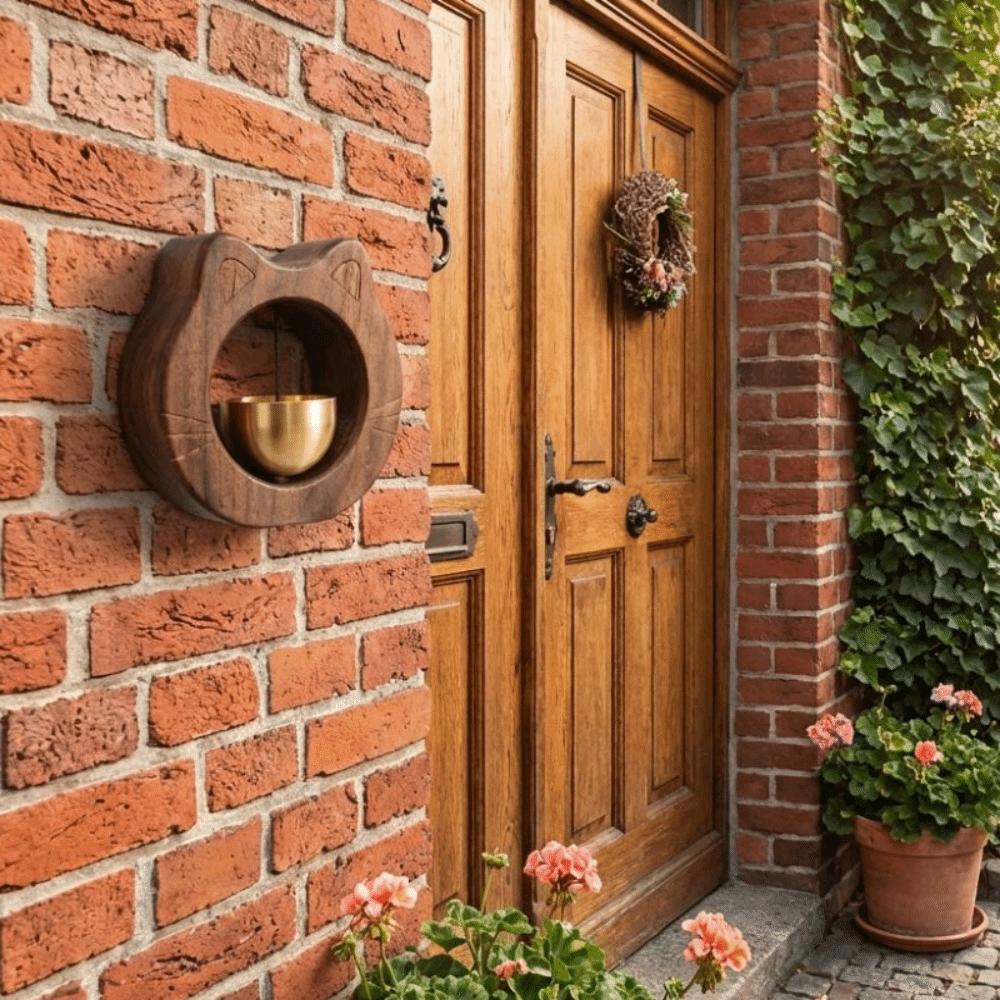 Magnetic Cat Wooden Doorbell Solid Wood Wind Chime Creative Entrance Chime  Home Decor