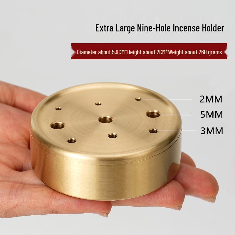 Nine-Hole Zen Brass Incense Holder - Ash-Free & Multi-Hole Mini Burner