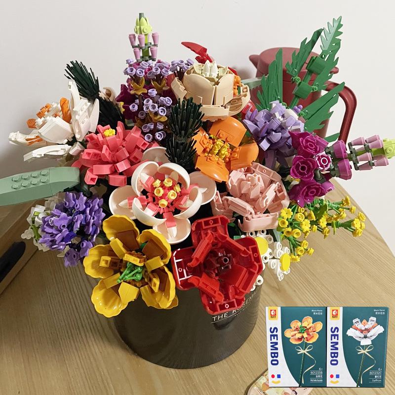 LEGO-Compatible Sunflower Bouquet Building Set - Creative Educational Birthday Gift for Boyfriend or Girlfriend.
