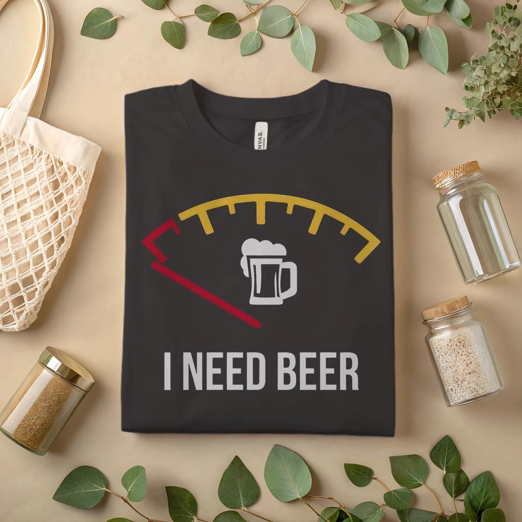Maglietta I Need Beer – Divertente Maglietta Grafica con Indicatore di Consumo Alcolico A477