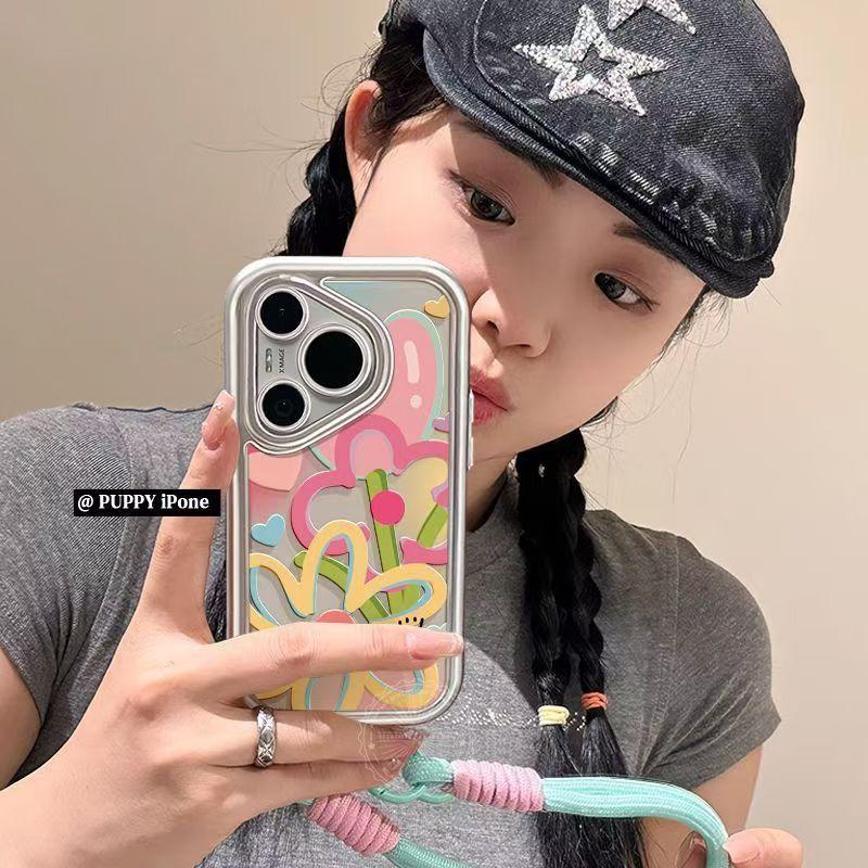 Dopamine Flower Applies To iPhone16promax iPhone Case Anti-drop All-inclusive Soft.