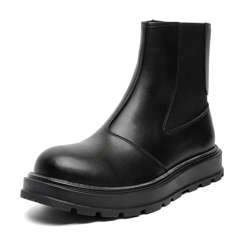 

Fashion High Quality Leather Boots for Men New Designer British Style Spring Autumn Thick Bottom Eight-hole Vintage Men s Short Boots 38 чёрный