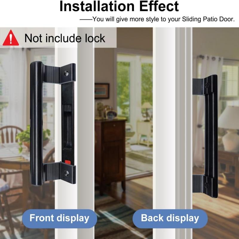 8 Inch Glass Door Pull Handle for Patio Doors Universal Right/Left,Aluminum Alloy Sliding Door Handles Furniture Cabinet Handle