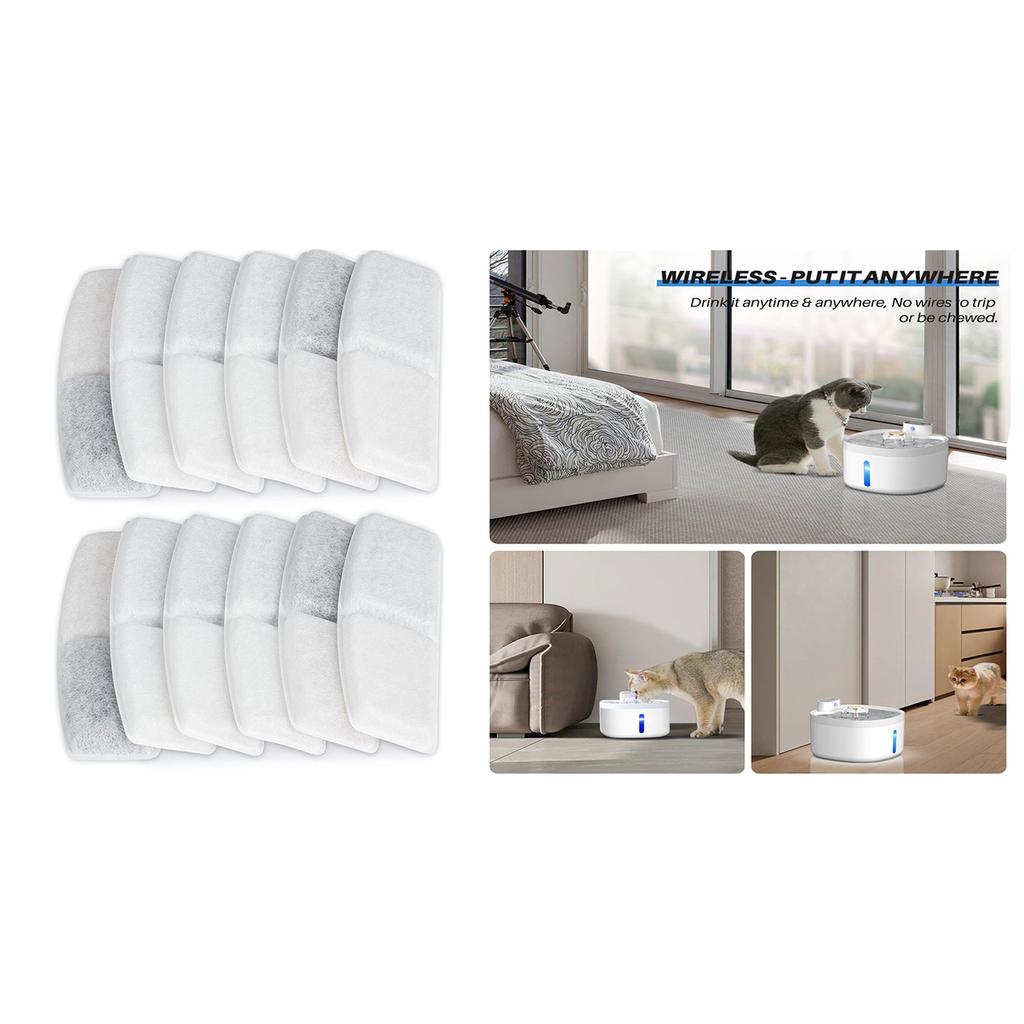 Packung mit 12 langlebigen Filtern Haustierfilter Trinkbrunnenfilter Wasserbrunnenfilter für Haustier-Wasserbrunnen