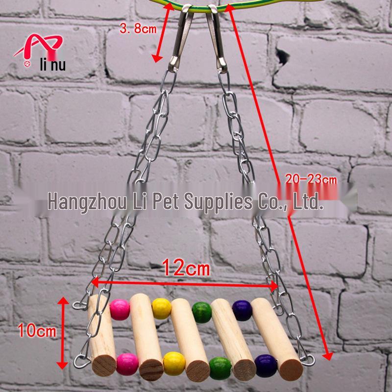 Rainbow Wooden Bead Suspension Bridge: Durable Climbing Swing for Parrots and Birds
