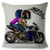 Kreskówkowa Poduszka Sportowy Motocykl Dekoracyjna Ekstremalna Pokrowiec na Poduszkę do Roweru Mobilnego na Sofę Dom Samochód Pokrowiec na Poduszkę,(4)