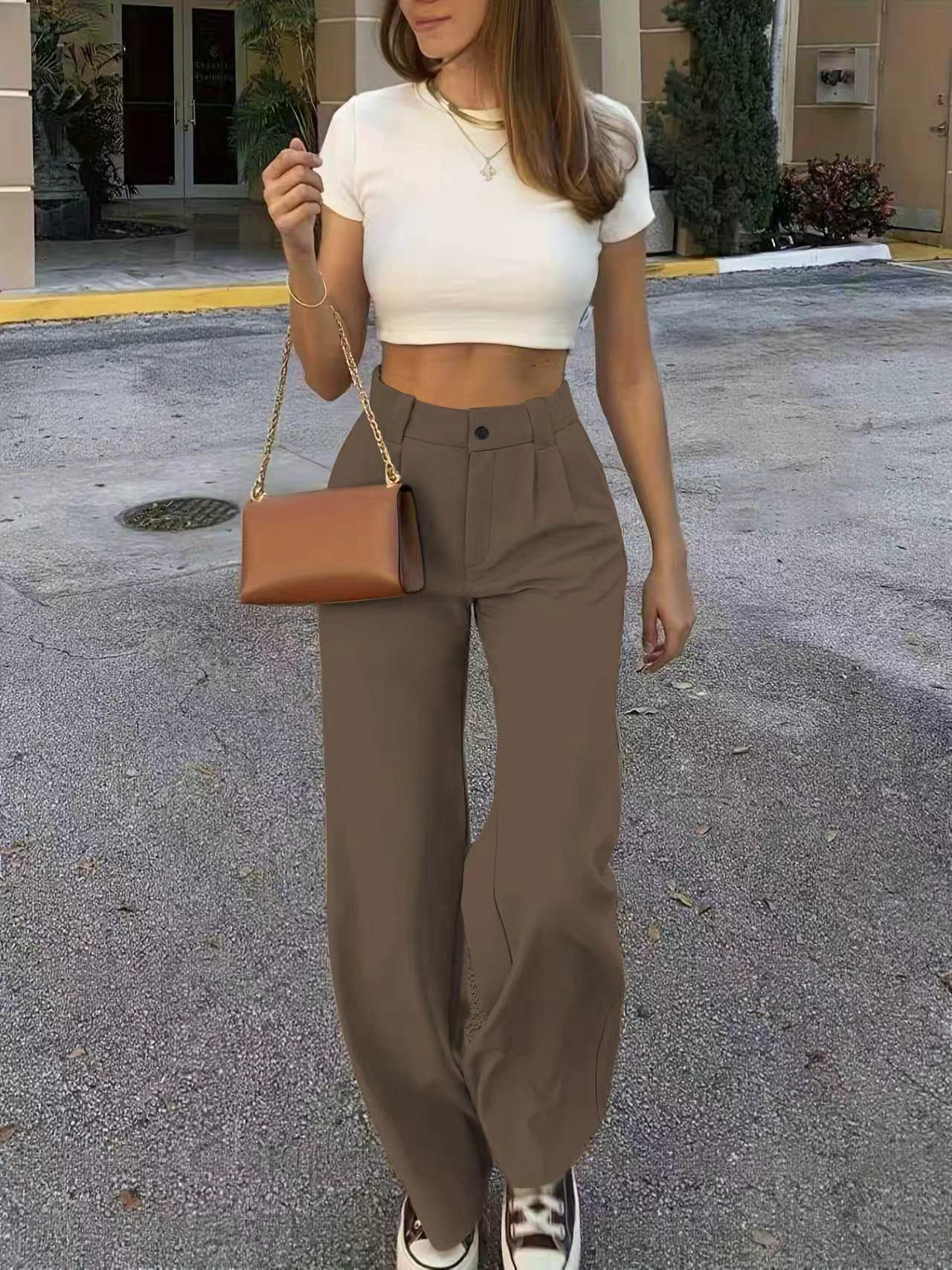 

Four Seasons Women s Apricot High Waist Drape Wide Leg Trousers Double Extra Large