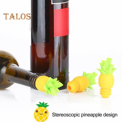 Wine Stopper Variety Styles 3D Pineapple Design Silicone Wine Glass Charms Easy To Use Leak Proof Wine Stopper