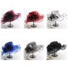 Women Performance Hat See-through Mesh Flower Decor Wide Brim Medieval Curling Edge Hollow Out Banquet Cap Stage Show Cap