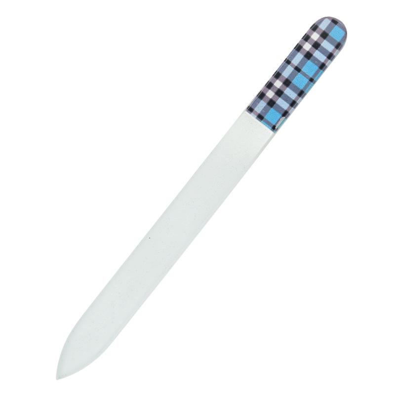 14cm Plaid Glass Nail File for Shaping, Polishing, and Brightening Nails