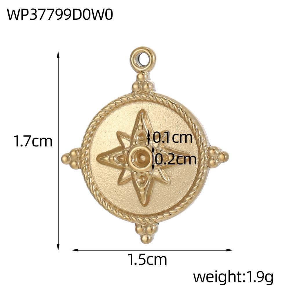 CARLIDANA Retro Geometric Jewelry Pendant Charms Stainless Steel Gold Plated Embossed Coin Moon Sun Jewelry Accessories Earrings