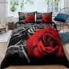 Valentine's Day Gift Romantic Retro Red Rose 3d Printed Quilt Cover Bedding Set Quilt Cover Pillowcase Three-Piece Set