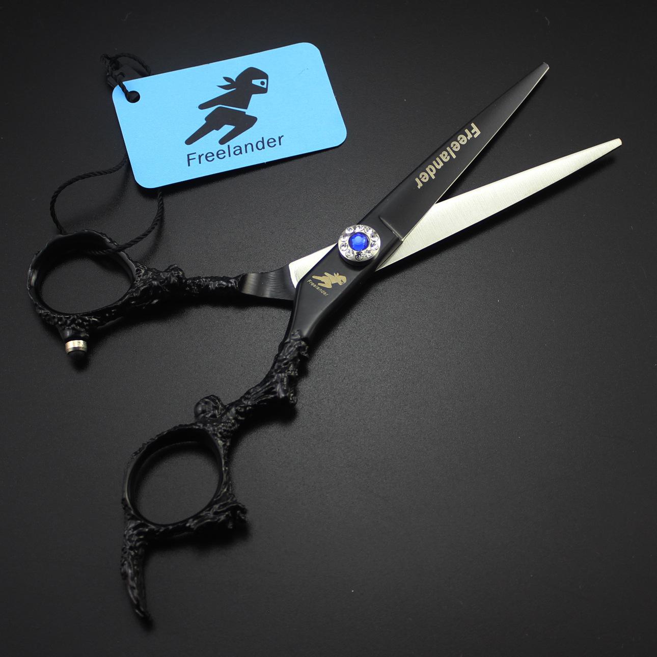 6.0 Black Dragon Handle Hairdressing & Barber Scissors Set - Straight & Thinning Shears