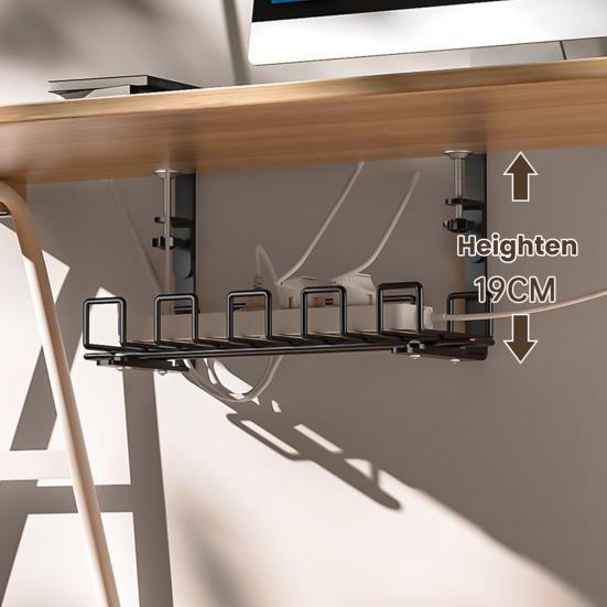 Under-Desk Cable Organizer Efficient Cable Management with Bracket And Hooks Drill-Free Clip-On Installation Home Desktop Accessory
