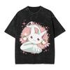 98. Washed Tee Anime Kyubey Puella Magi Madoka Magica T Washed Cotton T-Shirt Vintage for Men Women Tops Streetwear Graphic Tee Shirt Oversize