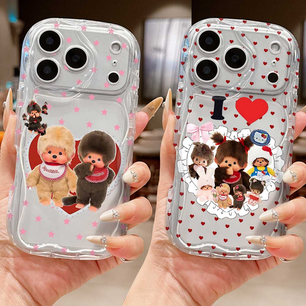 Ins Cute M-Monchhichis Phone Case For iPhone 17e 17 16 16e 15 14 13 12 11 Pro Max Mini X XR XSMAX Air Plus 3D Wave Soft TPU
