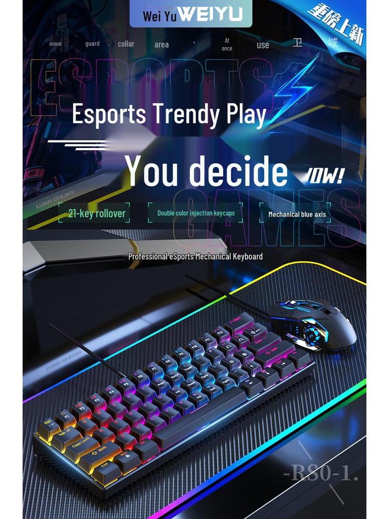 Mechanical Keyboard & Mouse Set for Gaming/Office - Red & Blue Switches
