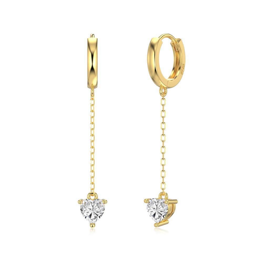 European Heart Tassel S925 Sterling Silver Earrings for Women - Exquisite Design, Lightweight Luxury Ear Jewelry. 925 Sterling Silver