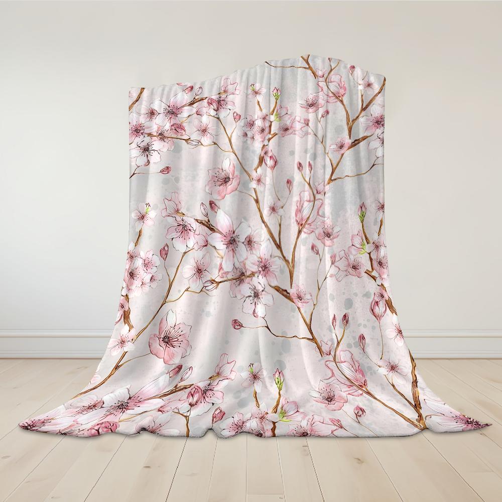 Blush Kirschblüte Flanelldecke Warm Weich Halloween Weihnachten Sofa Warm Gemütlich Dekoratives Dekor Geschenk für Alle Jahreszeiten