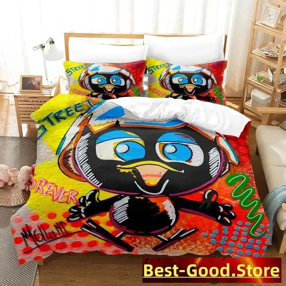 Cute Calimero Bedding Set Single Twin for Full Queen King Size Bed Set Aldult Kid Bedroom soft Duvetcover Sets Kawaii Bed