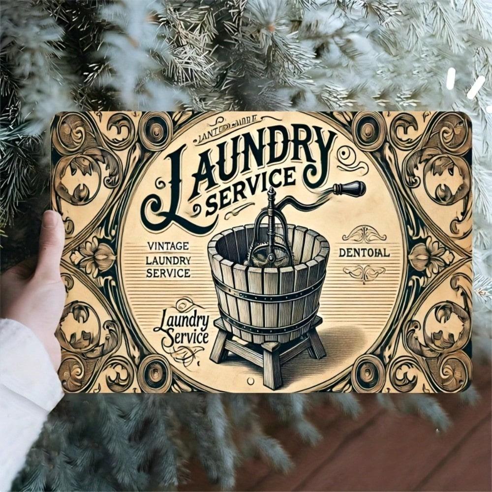 Laundry Service Retro Metal Tin Sign Vintage Kitchen Wall Decor 7.8x11.8 Inch 20x30