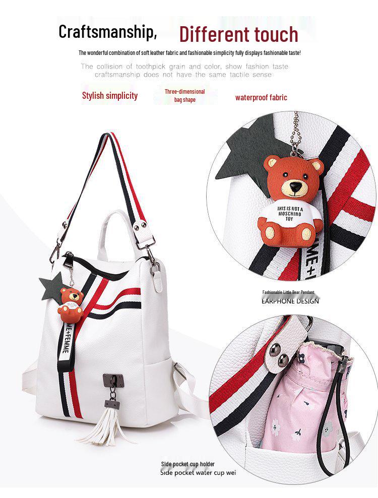 Ribbon Pendant Bear Two-way Shoulder Backpack for Women