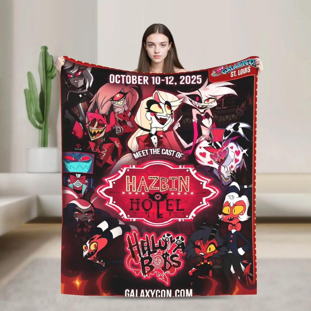 HHazbin Hotel Alastor Blanket Soft Funny Plush Throw for Outdoor Airplane Travel Flannel Bedspread Cover