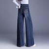 Embroidered High-Waisted Wide-Leg Jeans - Loose Casual Straight Pants for Autumn 