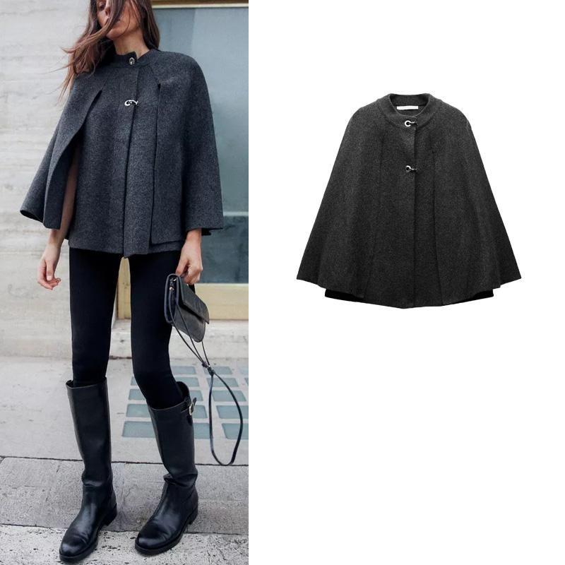Fall and Winter New Women's Clothing European and American Leisure Cloak Design round Neck Long Sleeves Knitting Coat Outwear 2756115