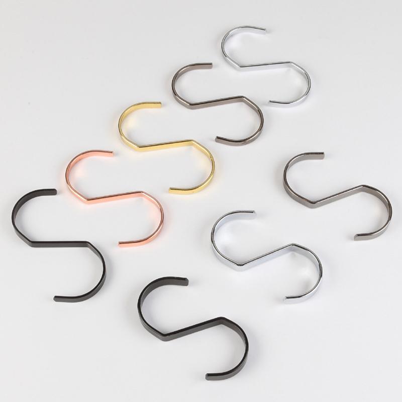 

6 Color Metal Hook Brushed Decorative Hook S Hook Flat Clothes Hook Multifunctional Kitchen Wall Bedroom Clothing Wardrobe Hooks 10cmX4cmX0.7cm серебряный