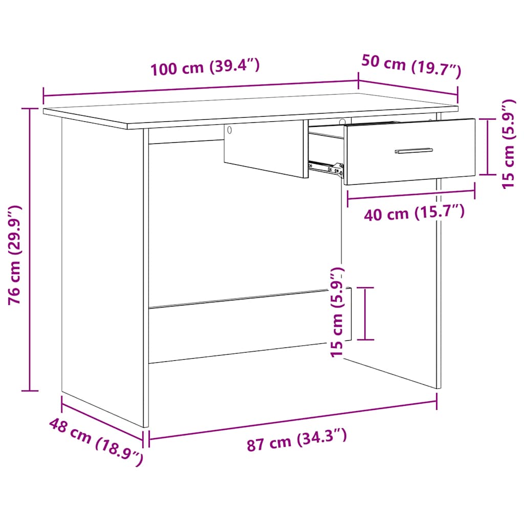 Desk Grey Sonoma 100 x 50 x 76 cm Particleboard