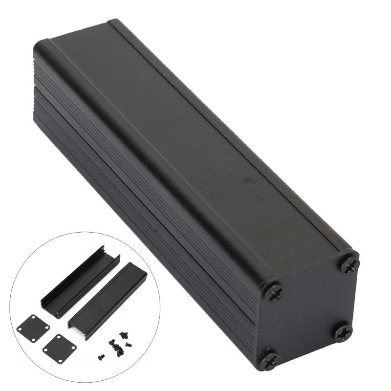 Aluminum Box Black Split Type Electronic Enclosure Cooling Case Instrument Housing Heat Dissipation Case 25x25x100mm