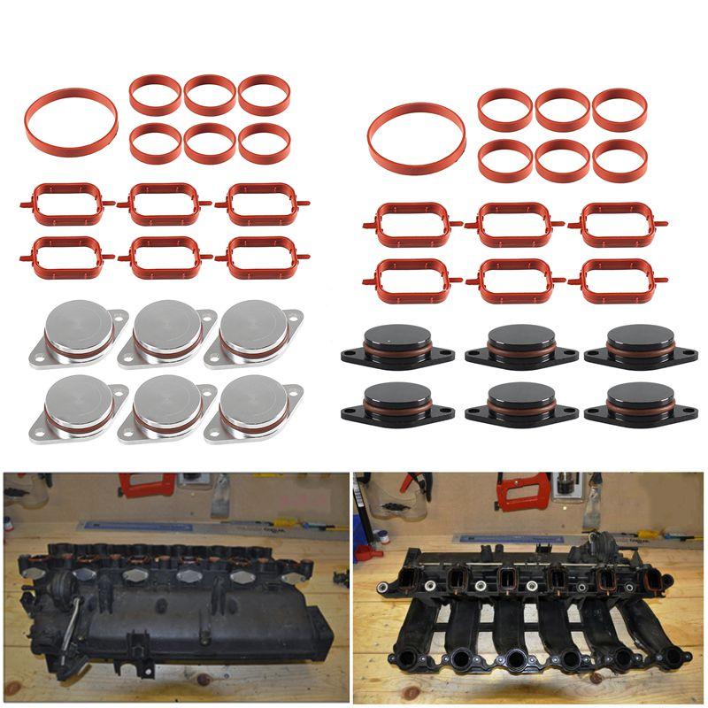 6PCS 22mm/33mm Swirl Flap Blanking Plates with Intake Manifold Gasket Seal For BMW M47 M57 E39 E87 E46 E90 E39 E60 X3 6 Cylinder