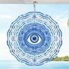 Evil Eye Wind Spinner 3D Metal Garden Decor Blue and White Design for Patio Yard Outdoor Thanksgiving Christmas Holiday No Power Needed