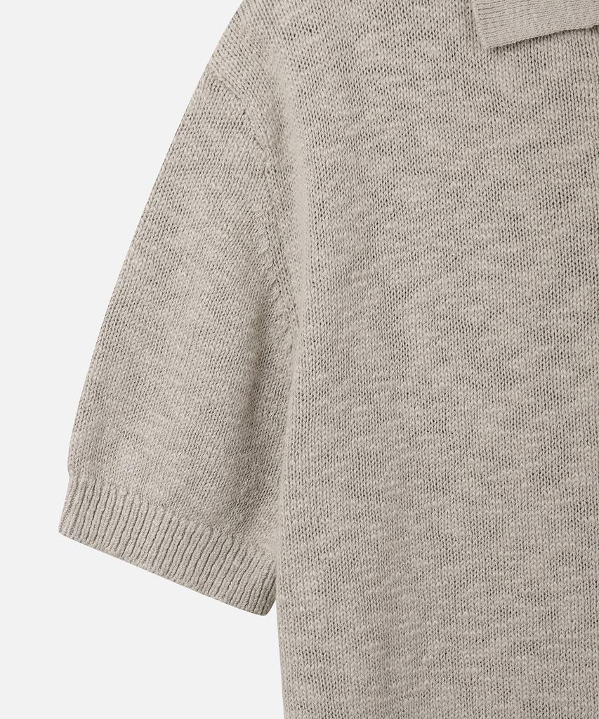 247Silijeu Crochet Cotton Collared Neck Knit Top Gray