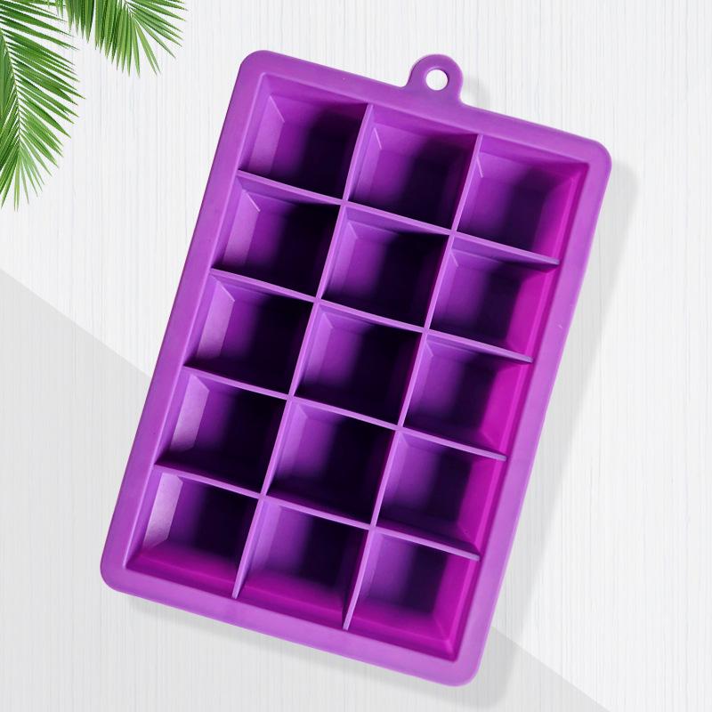 Silikonisform med lock - 15 fyrkantiga kuber, Hushållsismaskin för färskhållning